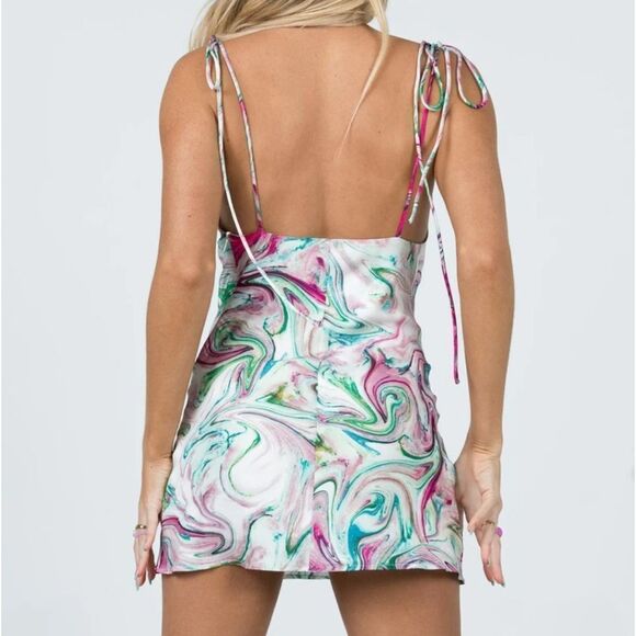 Princess Polly Cherish Marble Print Tie Strap Satin‎ Mini Slip Dress 2US - Picture 2 of 11